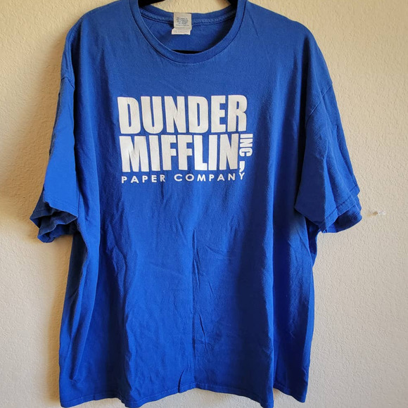No Brand Other - Dunder Mifflin Paper Company Blue with White Graphic T-shirt - 2XL